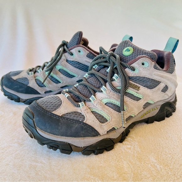MERRELL MOAB 2 HIKING SHOE VIBRAM SOLE SIZE 8.5 DRIZZLE/MINT - Picture 1 of 11